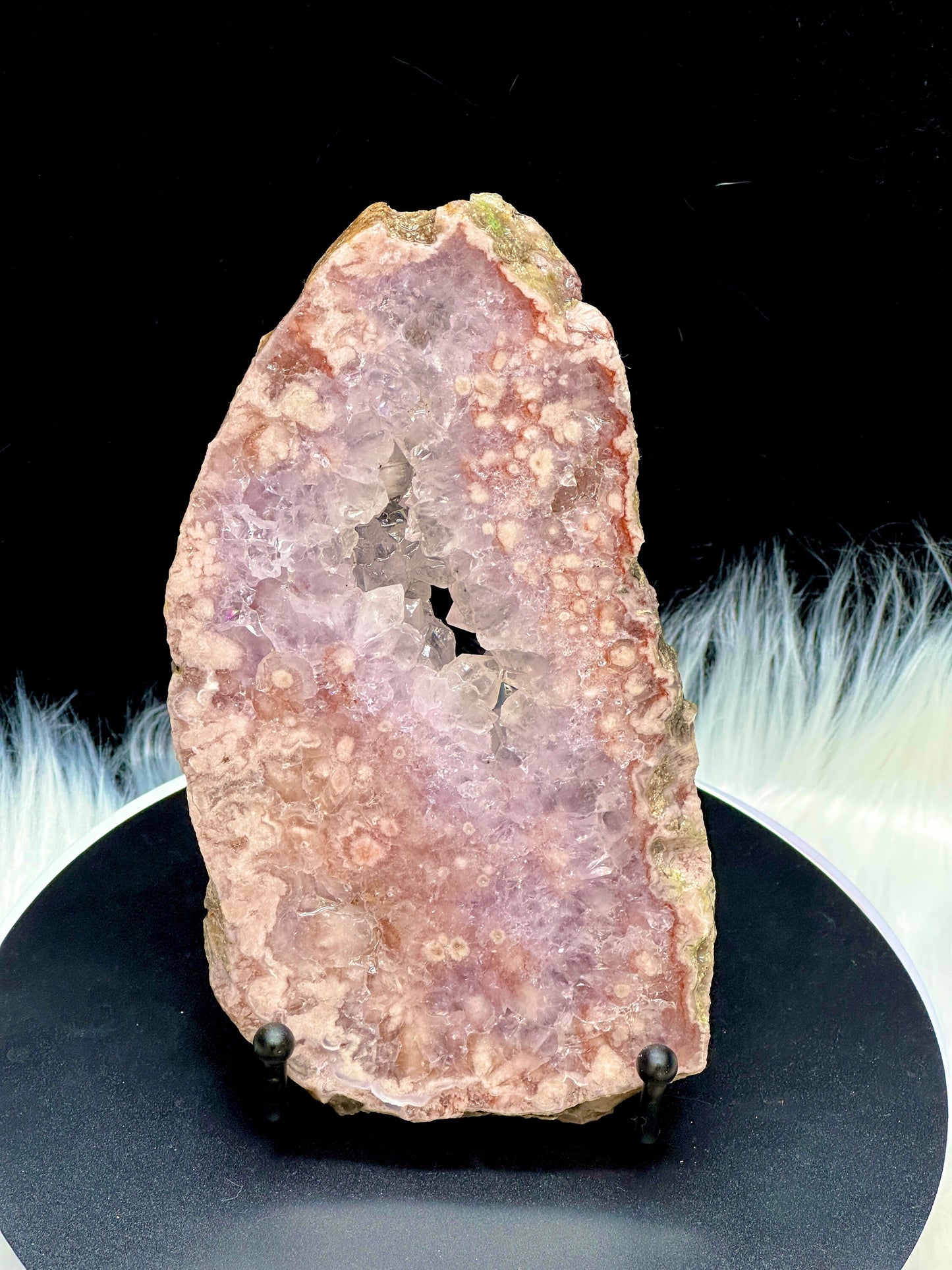 Pink Amethyst Flower Agate Crystal Slab