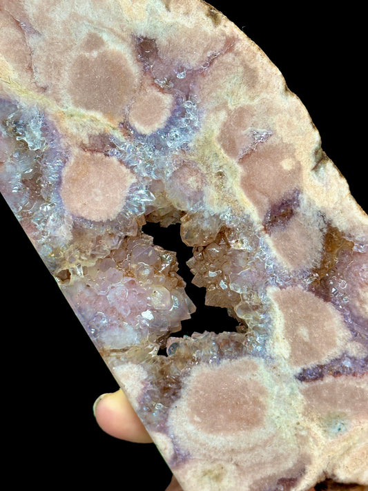 Beautiful druzy Flower Agate Amethyst Crystal Slab