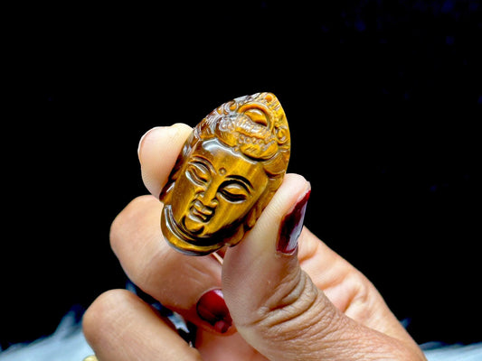 Tiger Eye Crystal Carved Buddha Pendant - Natural Stone Jewelry - Spiritual Amulet - Meditation Necklace - Handcrafted