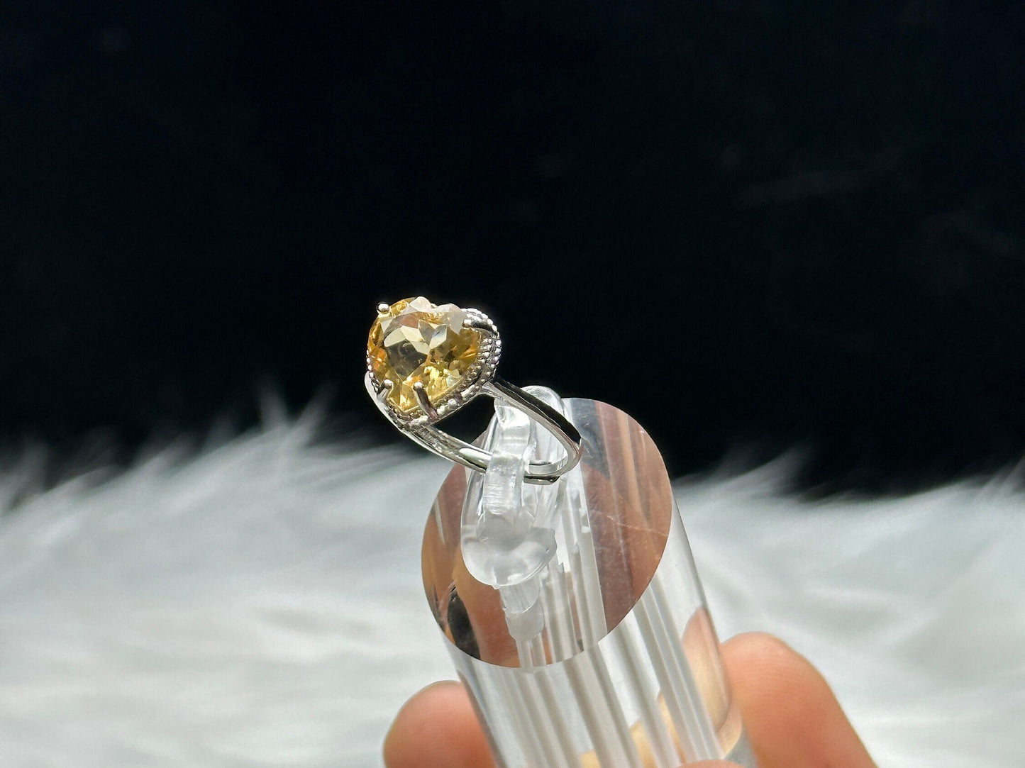 High-Quality Citrine Gemstone Sterling Silver Adjustable Heart Ring | Genuine Crystal Jewelry | Handcrafted Unique Piece