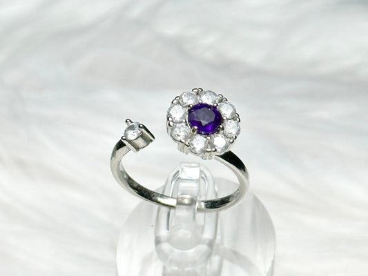 High-Quality Amethyst Gemstone Adjustable Size Sterling Silver Ring with Healing Properties