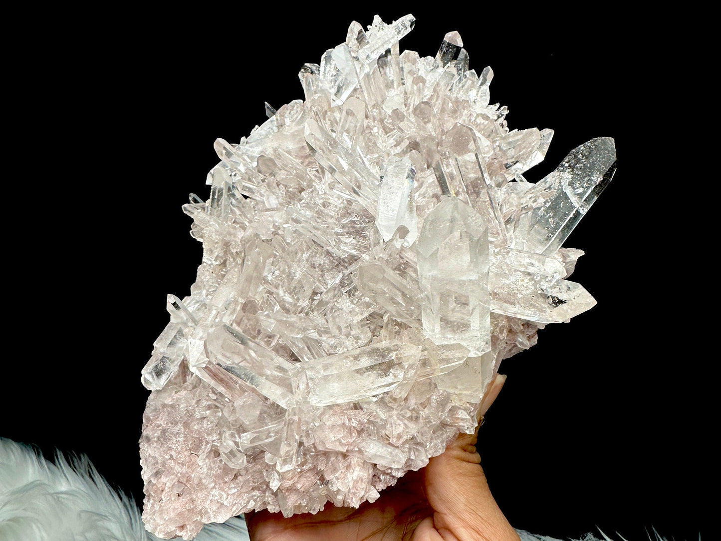 Extra High Quality Sacred Rose Pink Lemurian Quartz Cluster Specimen