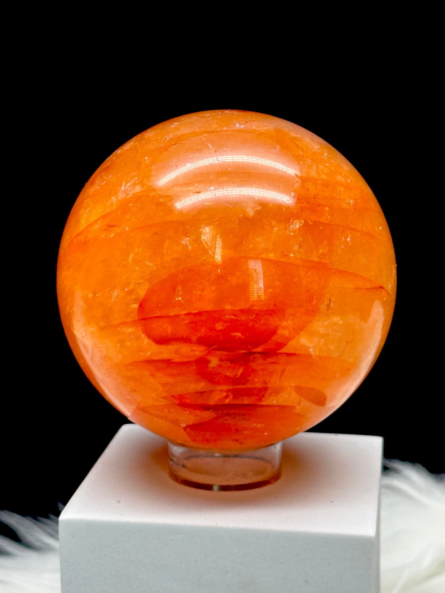 Large Super Pretty Fire Quartz Crystal Sphere - High Quality, 1.1kg weight