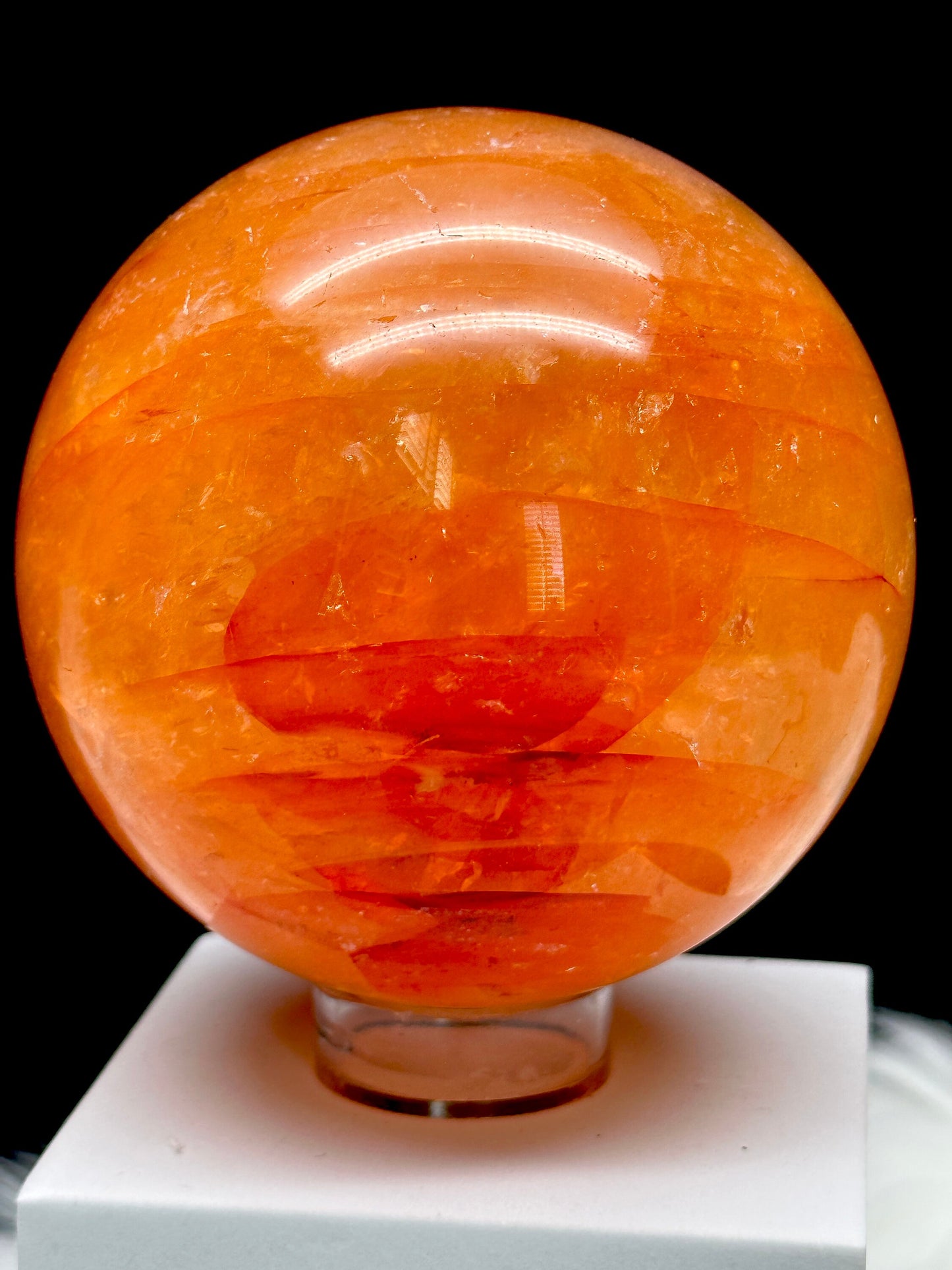 Large Super Pretty Fire Quartz Crystal Sphere - High Quality, 1.1kg weight