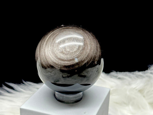 Beautiful Silver Sheen Obsidian Crystal Sphere