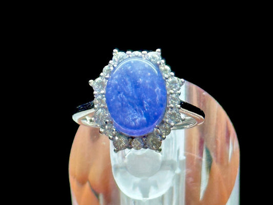 Handcrafted Tanzanite Crystal Ring in Sterling Silver | Adjustable Size with Moissanite Diamond Accent | Healing Properties Gemstone Jewelry