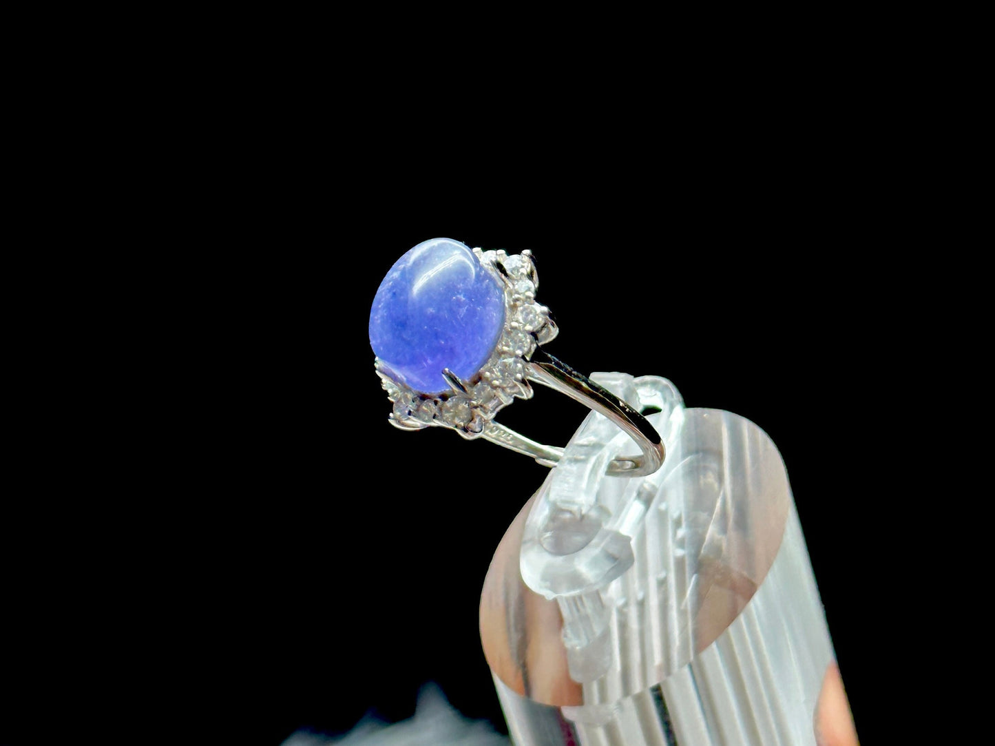 Handcrafted Tanzanite Crystal Ring in Sterling Silver | Adjustable Size with Moissanite Diamond Accent | Healing Properties Gemstone Jewelry