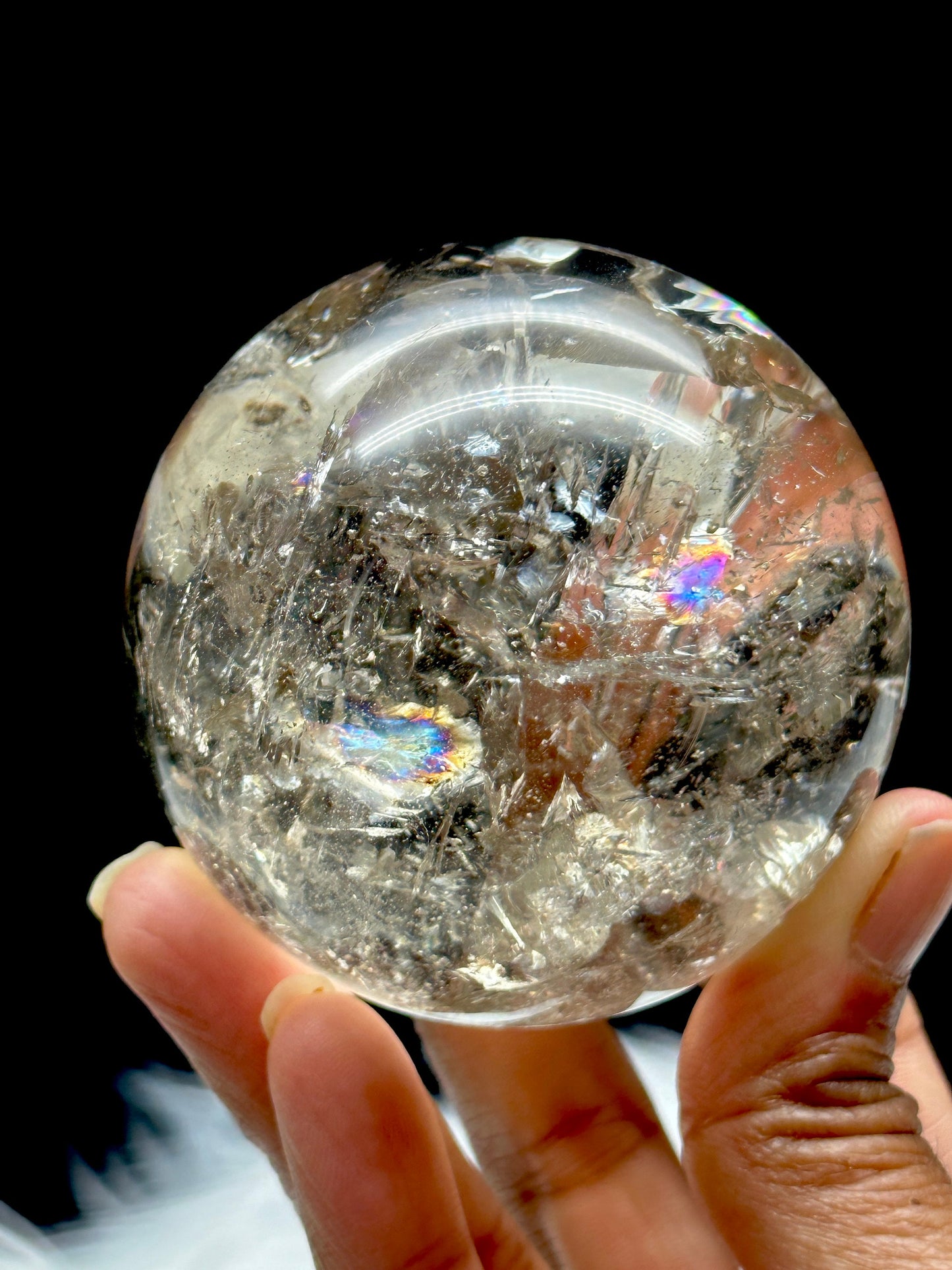 Rainbow filled Citrine Crystal Sphere, Citrine Ball