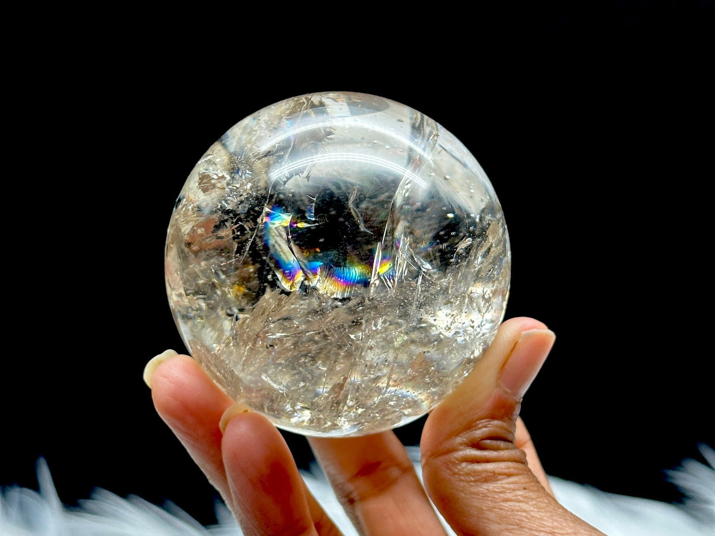 Rainbow filled Citrine Crystal Sphere, Citrine Ball