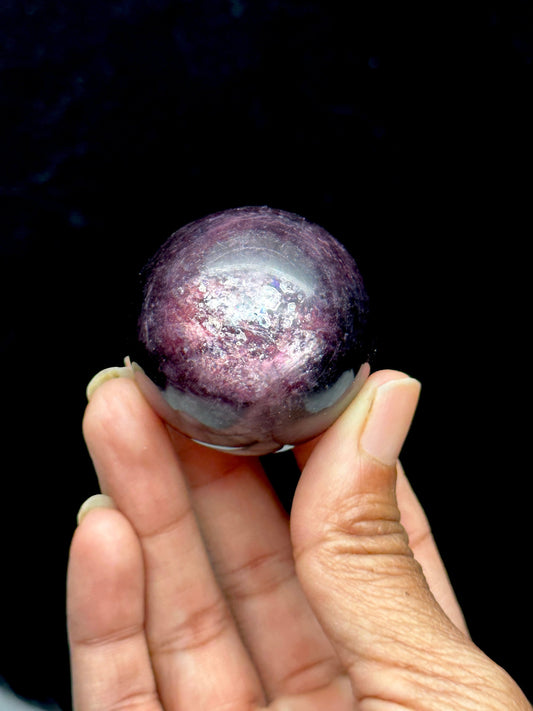 Gemmy Lepidolite Crystal Sphere, Purple Mica Crystal Sphere