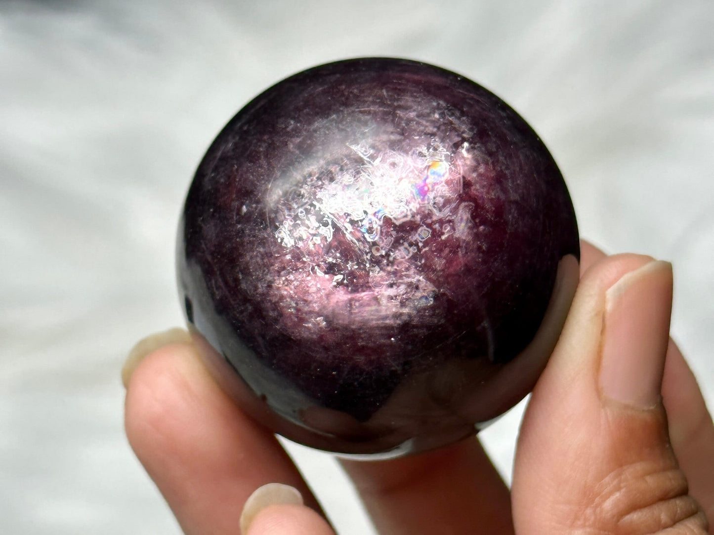 Gemmy Lepidolite Crystal Sphere, Purple Mica Crystal Sphere