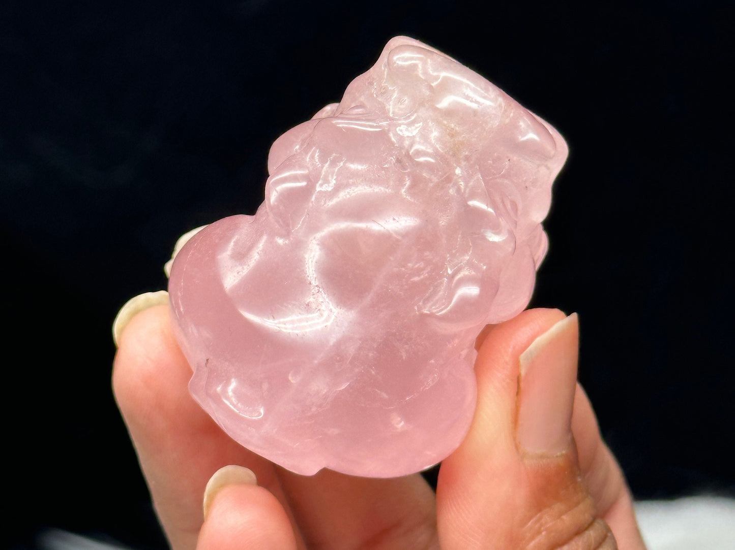 Beautiful Rose Quartz Crystal Pixiu Carving