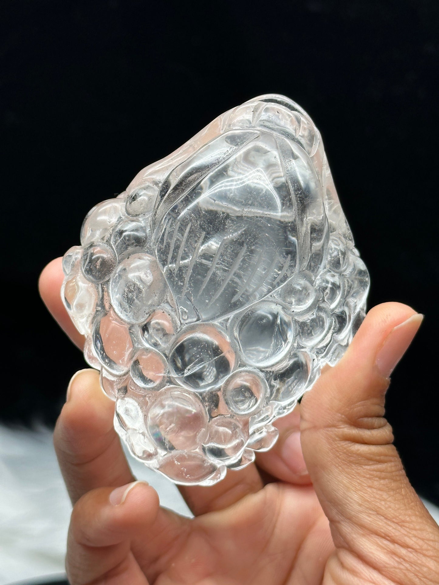 Clear Quartz Crystal Money Toad Carving