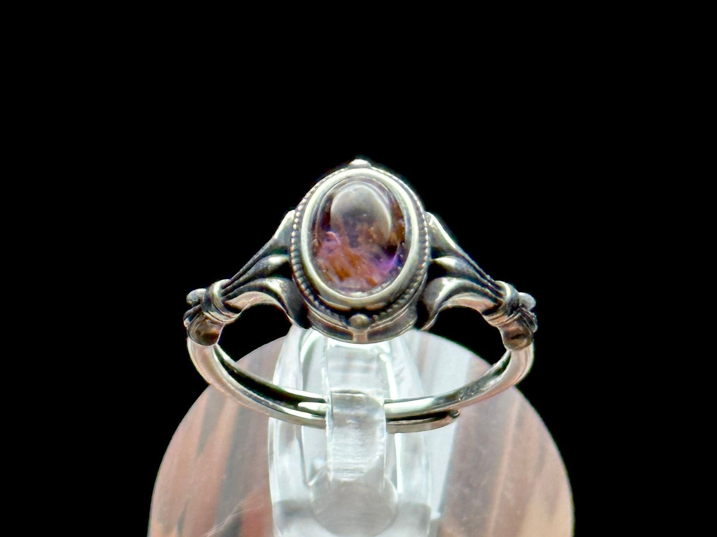 Natural Cacoxenite Auralite 23 Dainty Ring in Sterling Silver | Adjustable Size | Metaphysical Crystal Jewelry