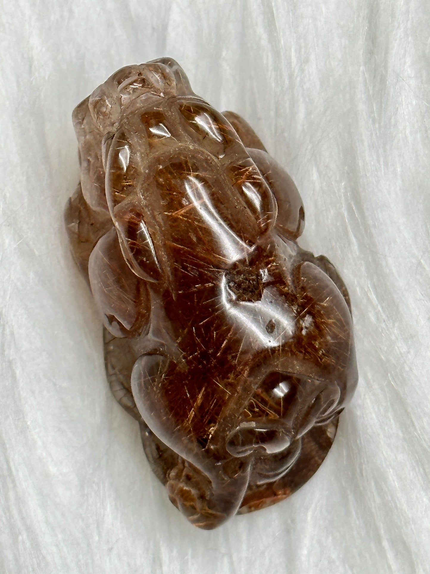 Copper Rutilated Quartz Crystal Pixiu Carving