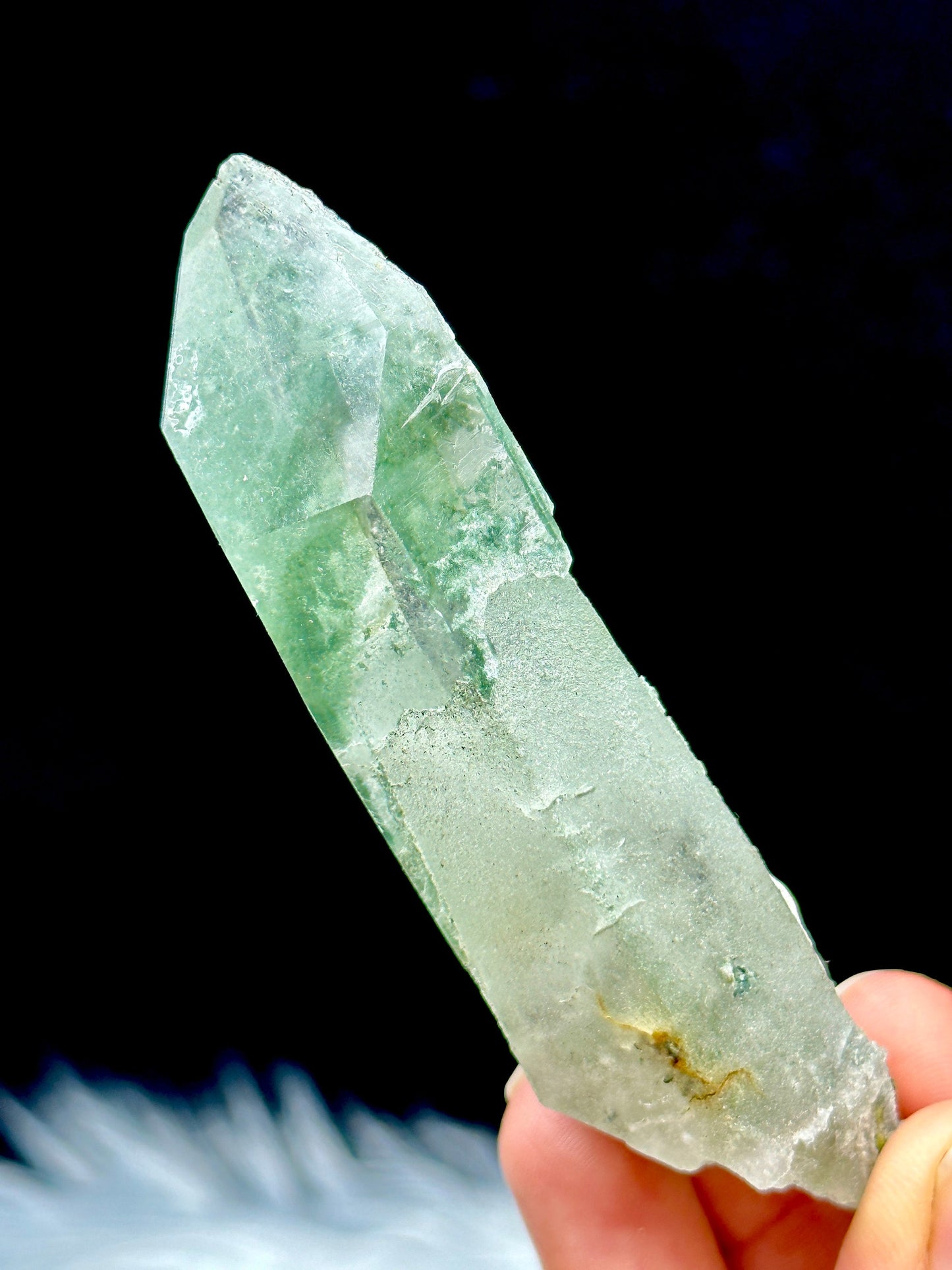 RARE Natural Himalayan Chlorite Quartz Raw Crystal point