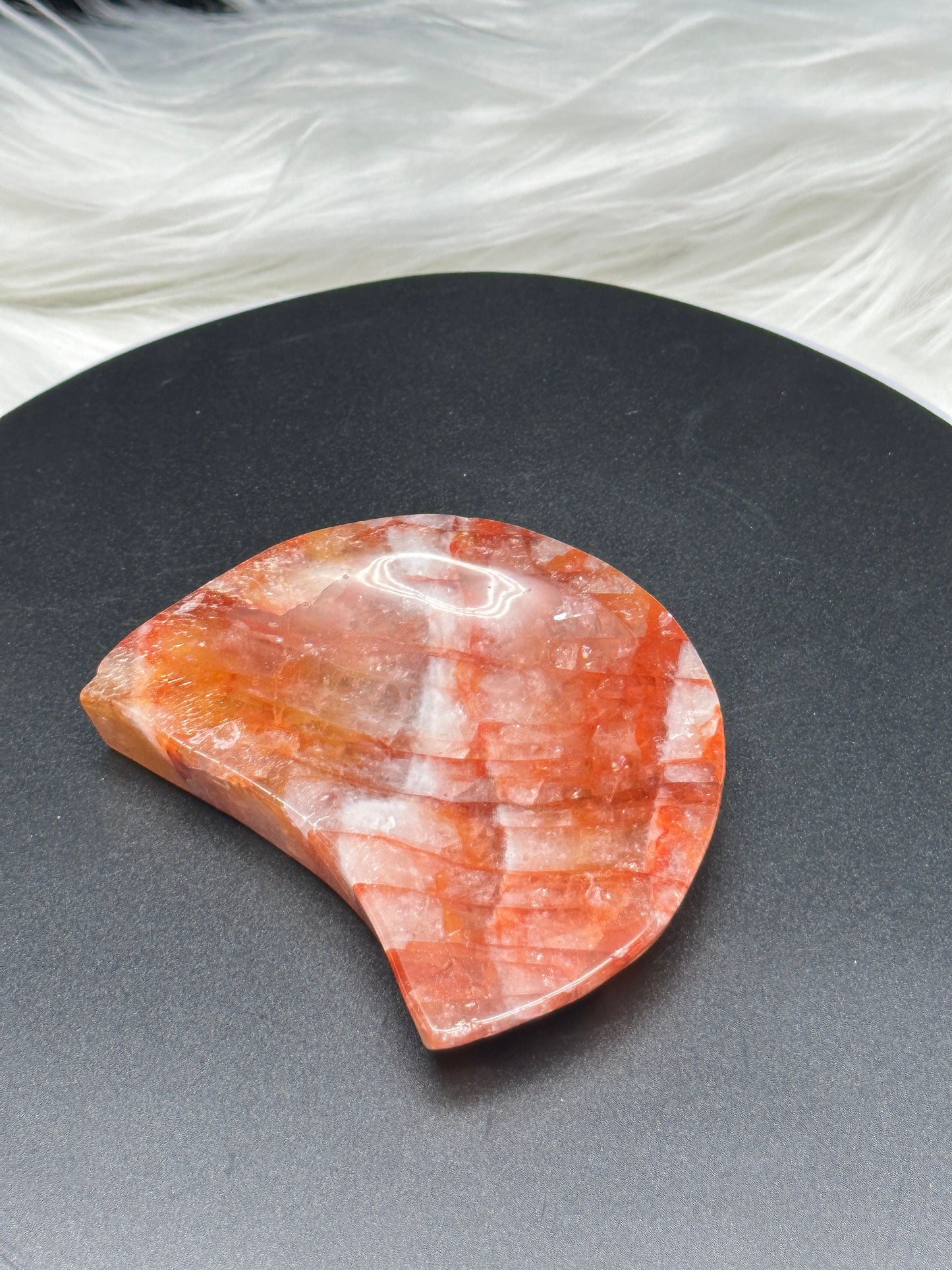 Fire Quartz Crystal Moon Bowl