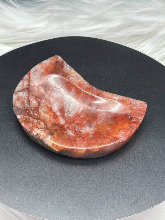 Fire Quartz Crystal Moon Bowl