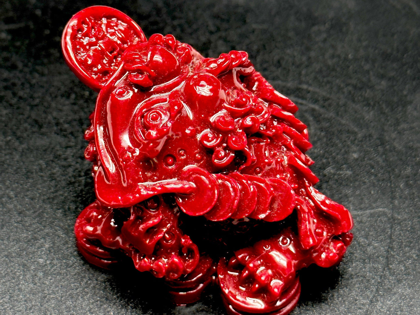 Real Cinnabar Crystal Money Toad Carving, Red Cinnabar Zhu Sha Money Frog