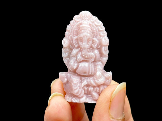 Pink Opal Crystal Ganesha Carving