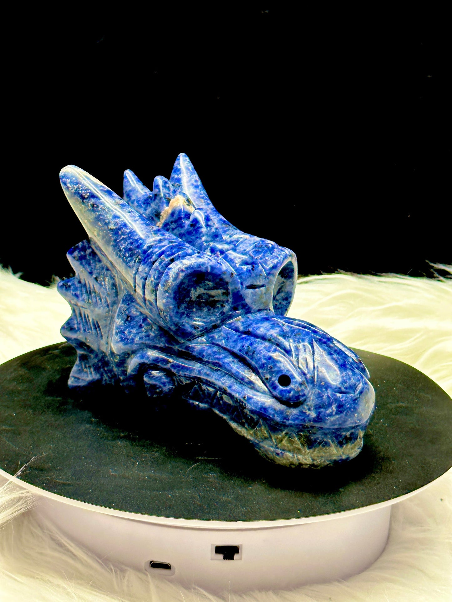 Large Beautiful Sodalite Crystal Dragon Head Carving