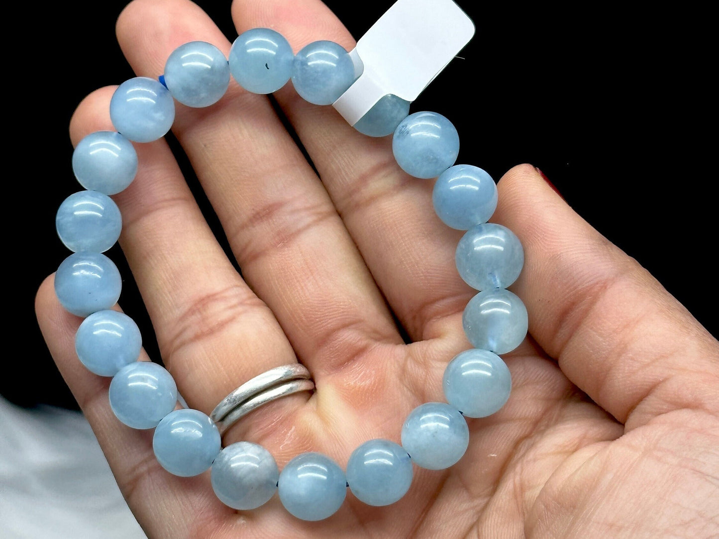 Aquamarine Crystal Bracelet - 10mm Bead Size - Natural Healing Gemstone Jewelry