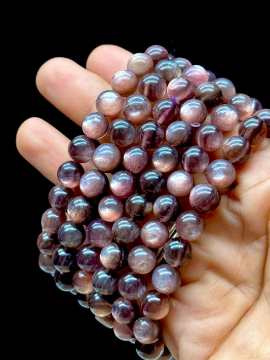 8mm Lepidolite Bracelet - Natural Purple Mica Gemstone Beads