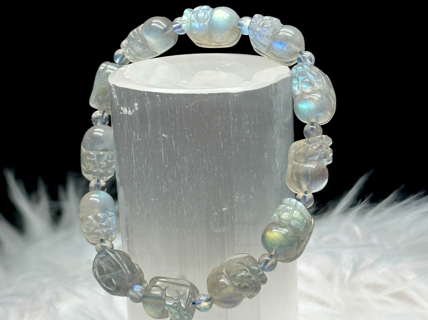 Labradorite Crystal Pixiu Bracelet - Wealth and Protection - Handmade Gemstone Jewelry