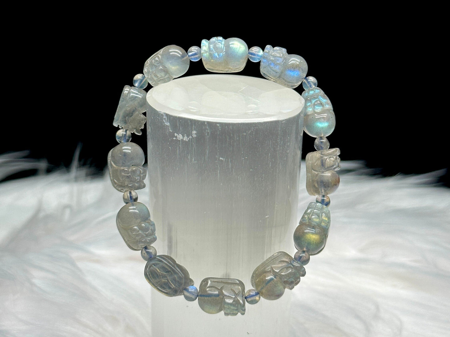 Labradorite Crystal Pixiu Bracelet - Wealth and Protection - Handmade Gemstone Jewelry