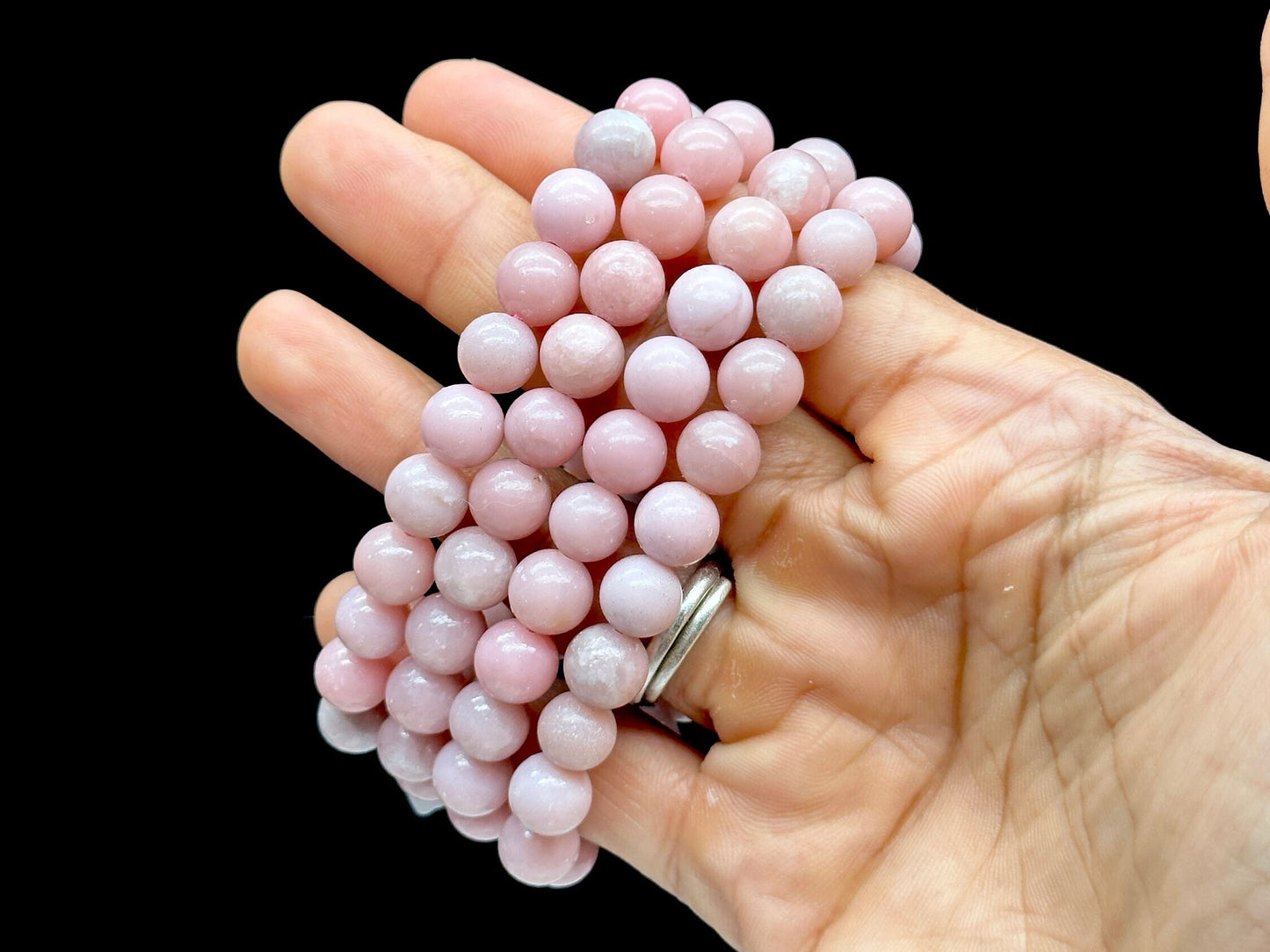 Pink Opal Bead Bracelet - 9mm Beads - Healing Gemstone Jewelry