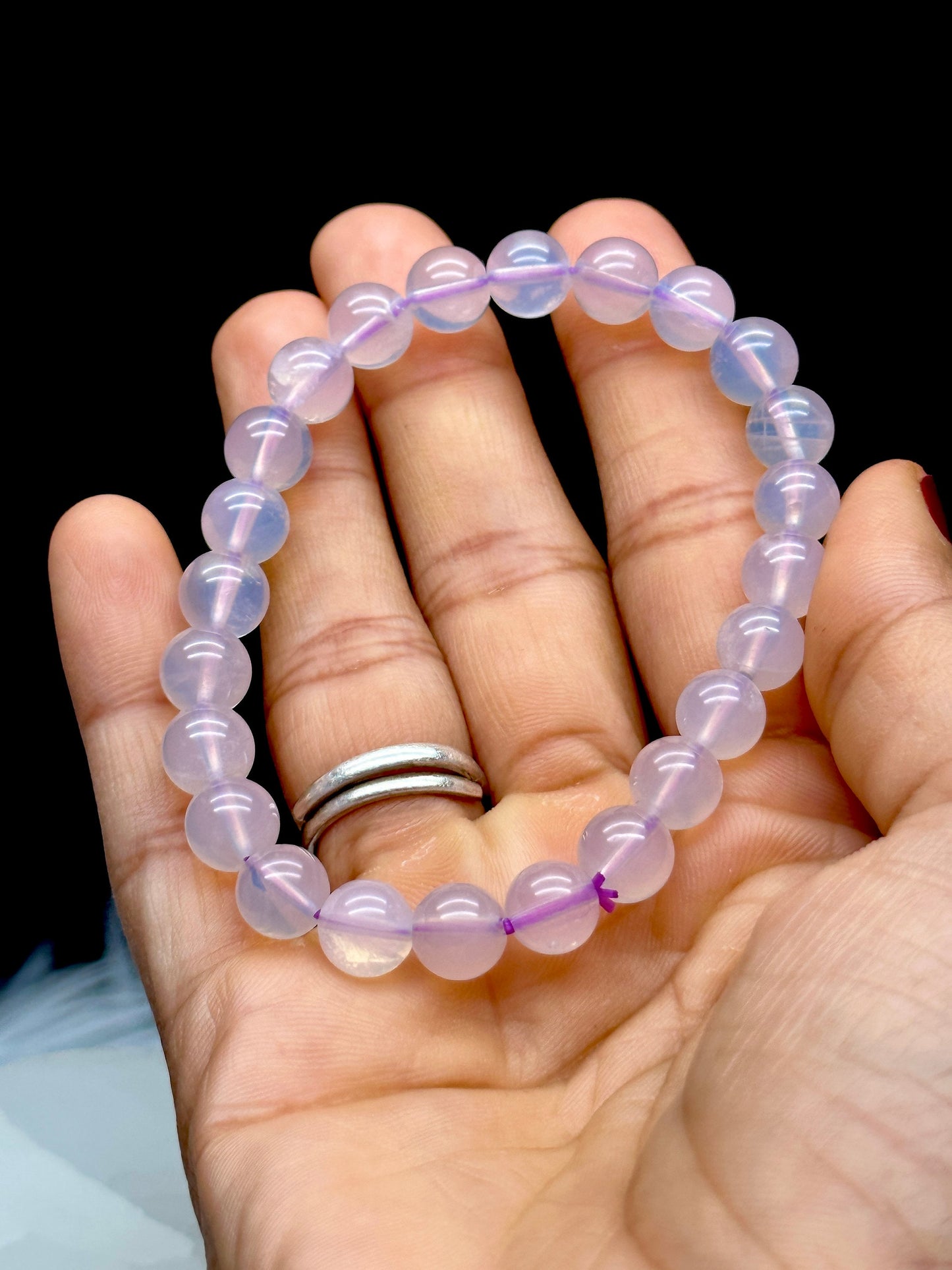 Lavender Moon Quartz 8mm Bracelet - Rare and Genuine Gemstone - Natural Beauty for Everyday Elegance