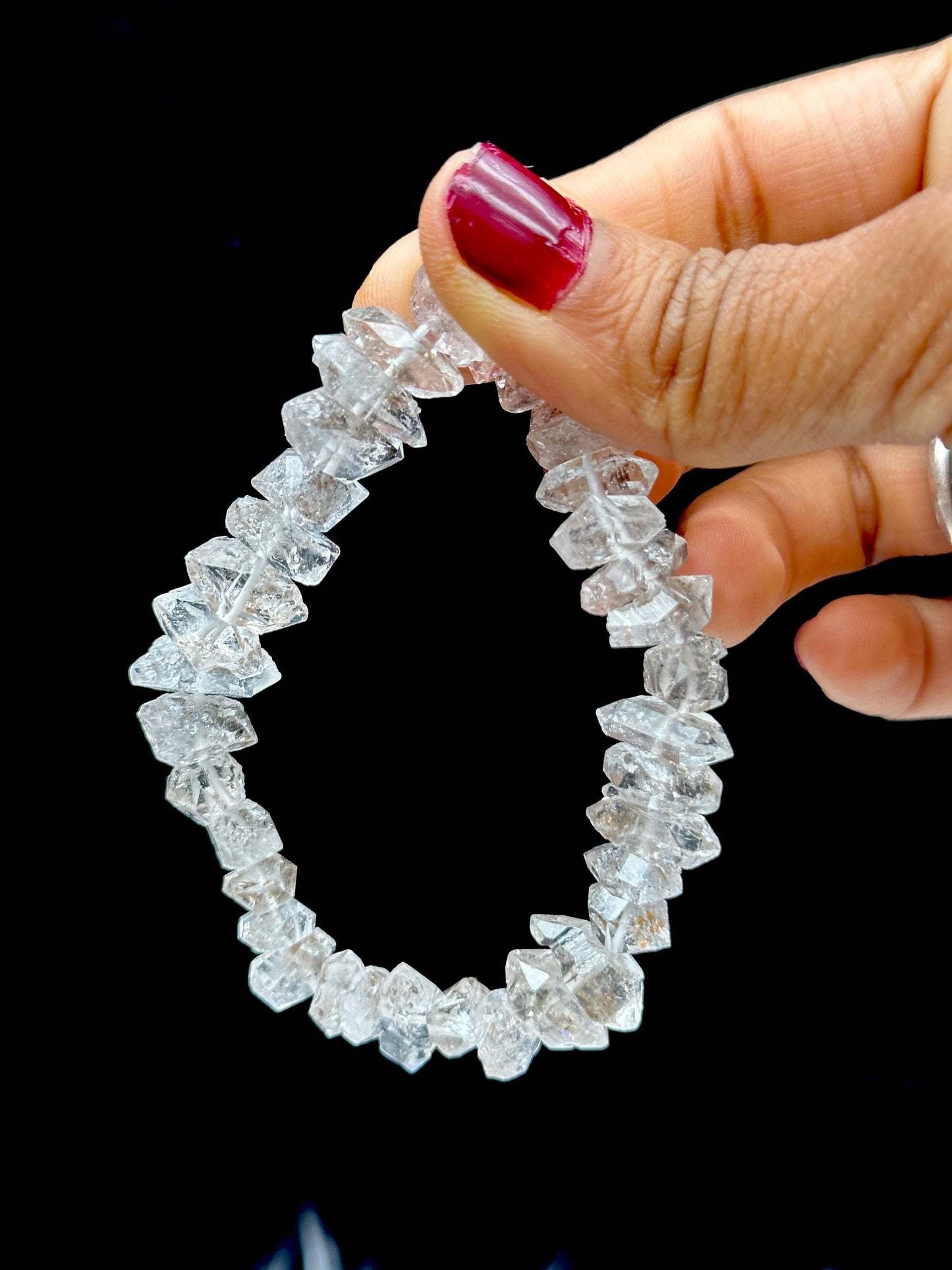 Raw Herkimer Diamond Crystal Bracelet - Genuine Gemstone Jewelry - High-Quality, One-of-a-Kind Piece