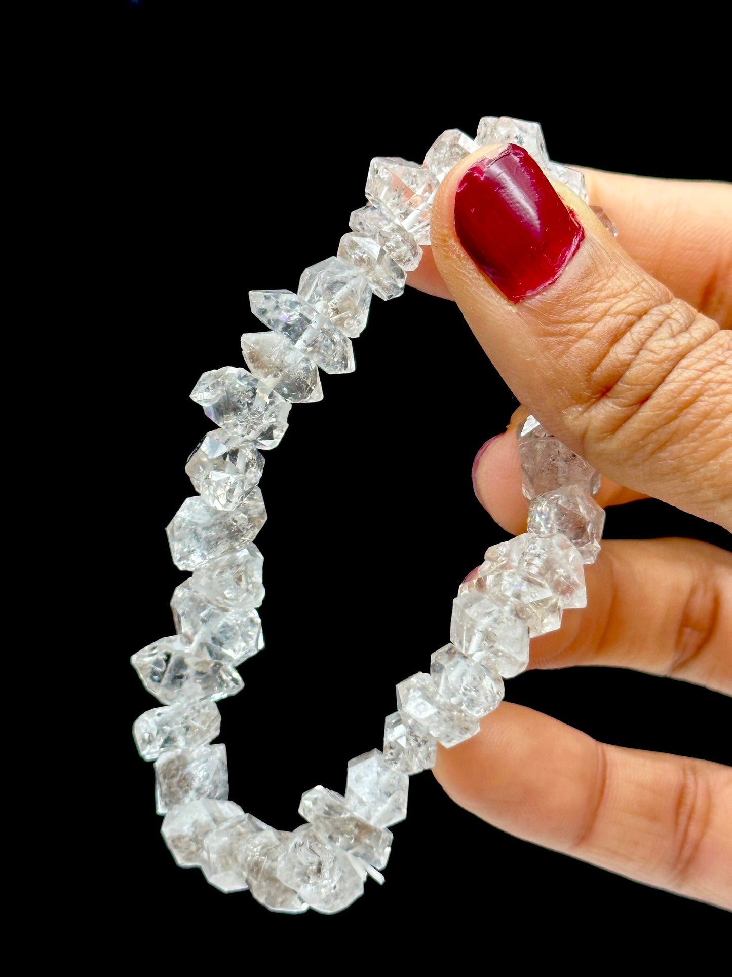 Raw Herkimer Diamond Crystal Bracelet - Genuine Gemstone Jewelry - High-Quality, One-of-a-Kind Piece