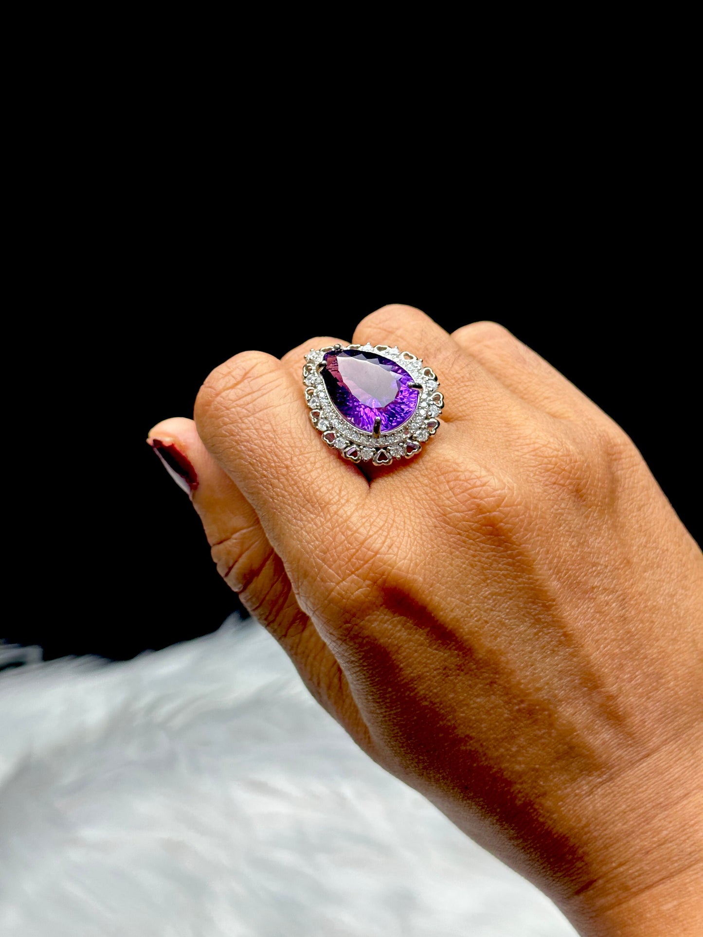 Grade AAA Beautiful Amethyst Gemstone Solitaire Ring - Sterling Silver Adjustable Size - Handpicked & One of a Kind