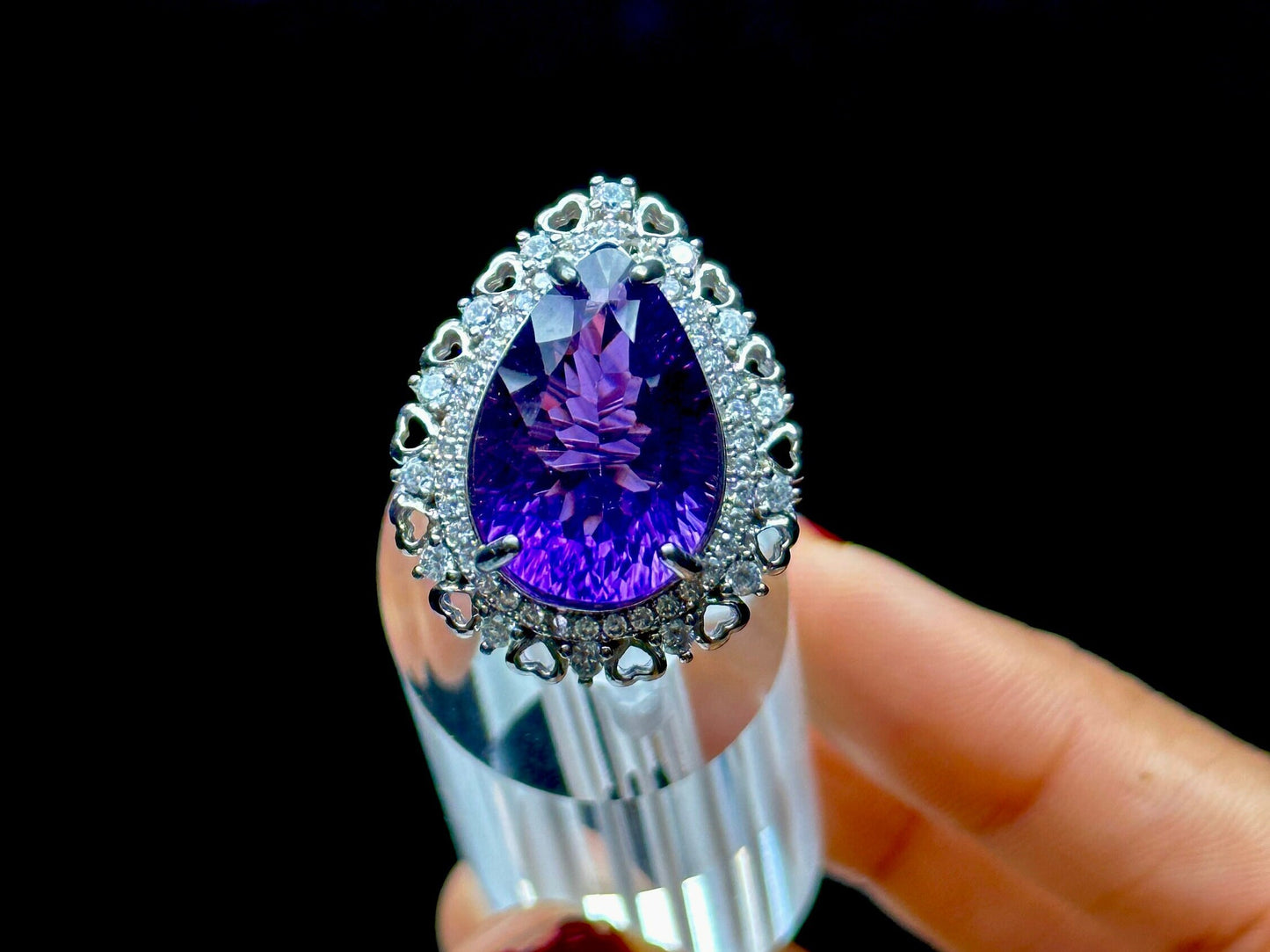 Grade AAA Beautiful Amethyst Gemstone Solitaire Ring - Sterling Silver Adjustable Size - Handpicked & One of a Kind