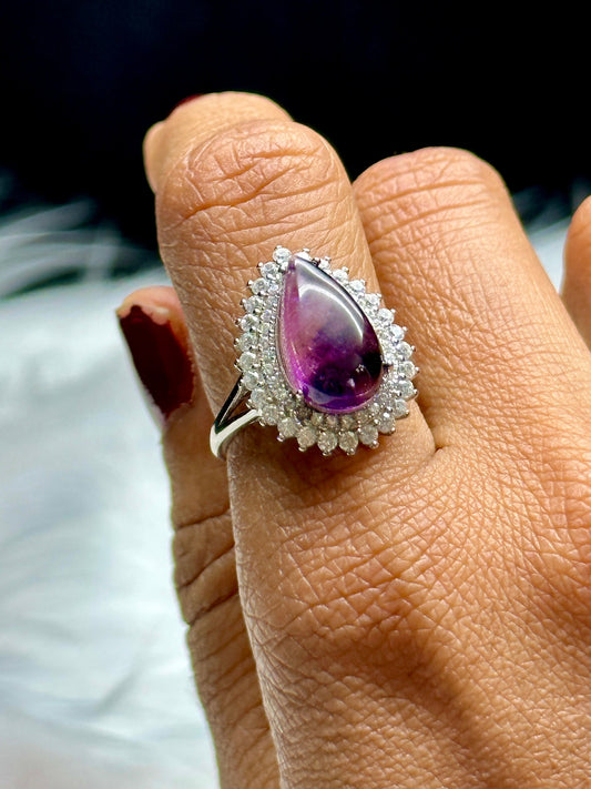 Rare Super Seven Crystal Ring in Sterling Silver - Adjustable Size - Unique Healing Gemstone - Chakra & Metaphysical Properties