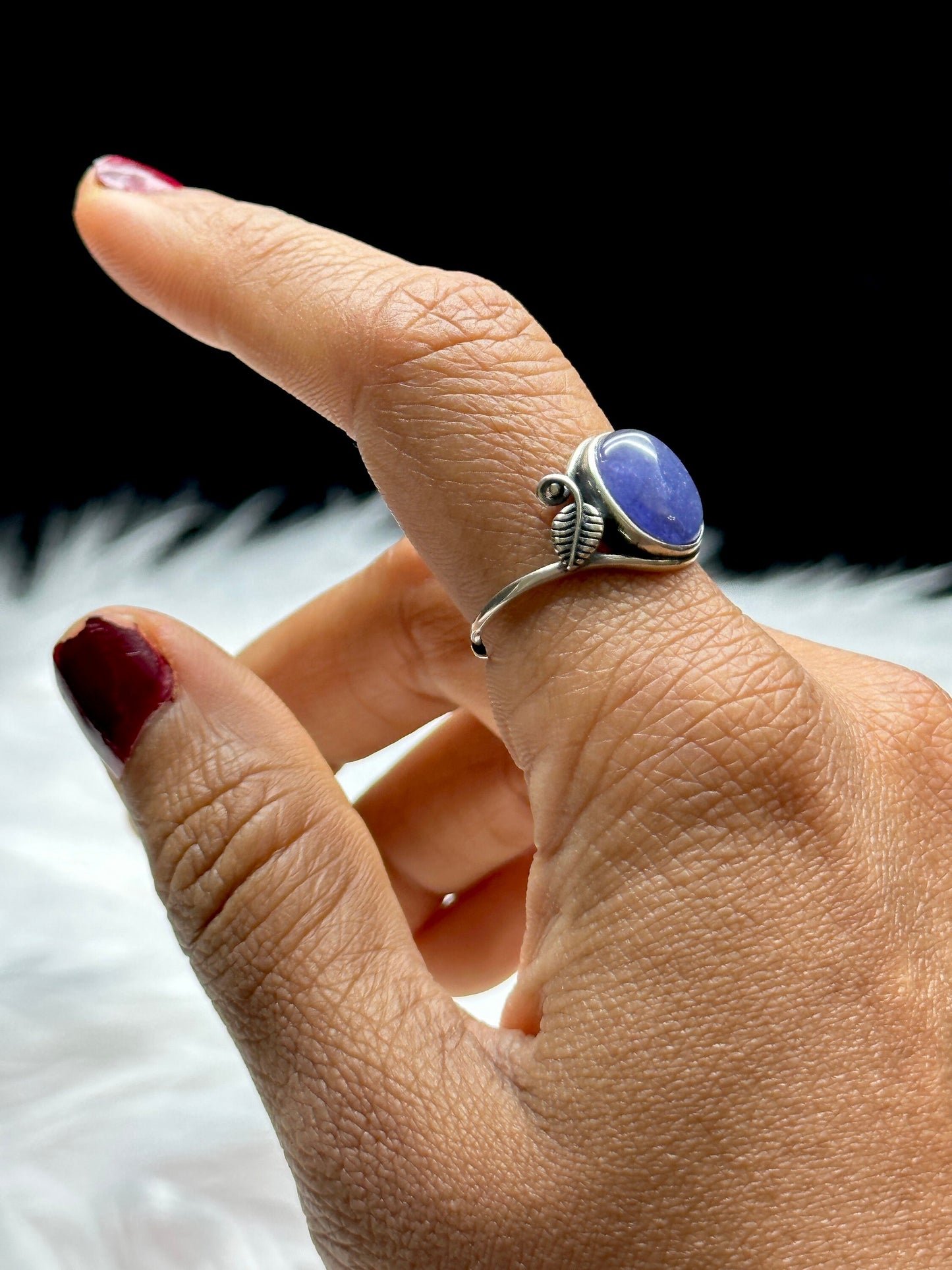 High-Quality Iolite Crystal Ring Set in Sterling Silver - Adjustable Size - Chakra & Metaphysical Properties - Handpicked Unique Piece