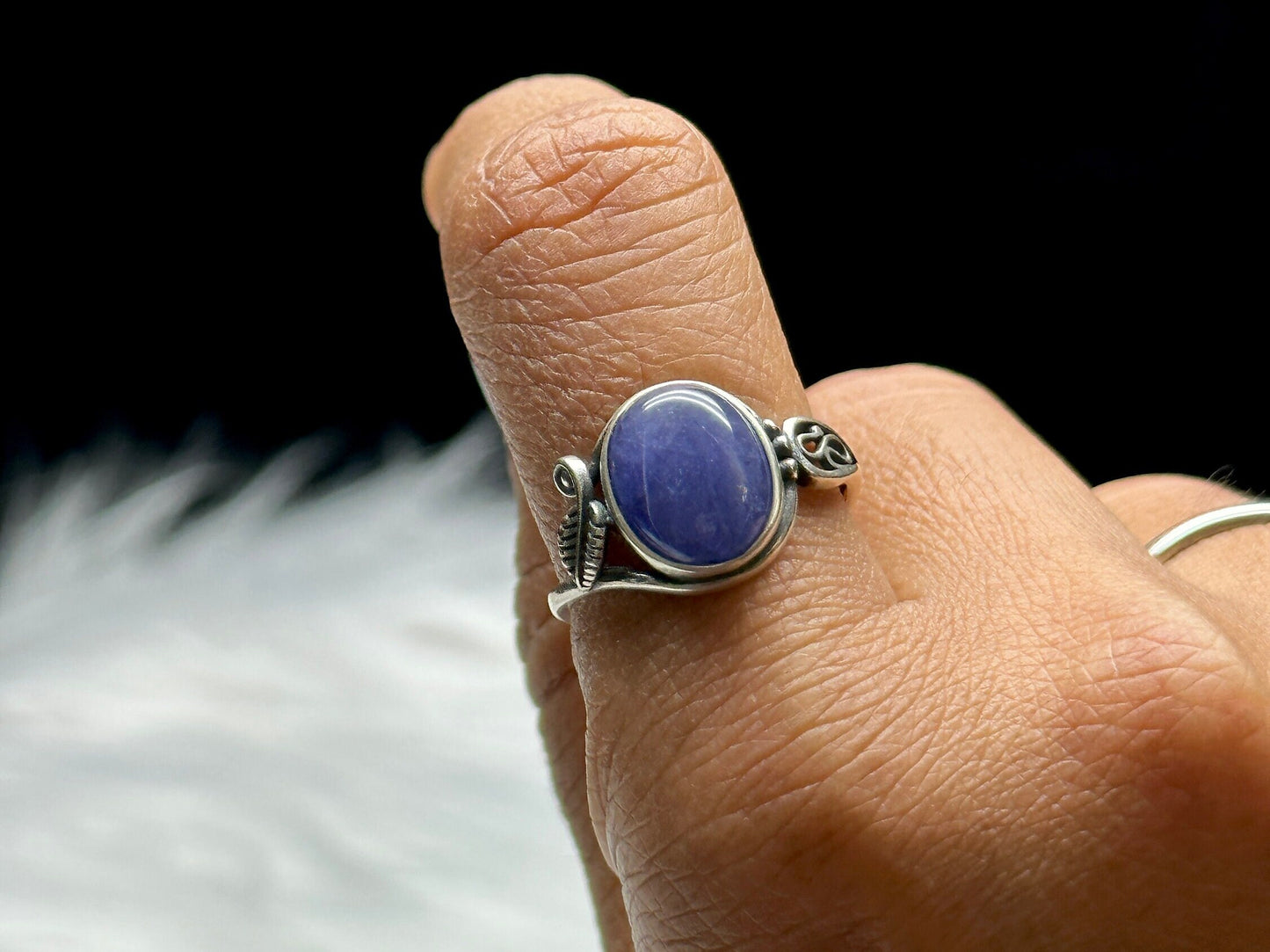 High-Quality Iolite Crystal Ring Set in Sterling Silver - Adjustable Size - Chakra & Metaphysical Properties - Handpicked Unique Piece