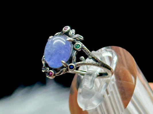 Tanzanite Crystal Sterling Silver Ring - Unique Gemstone Jewelry - Ready to Ship