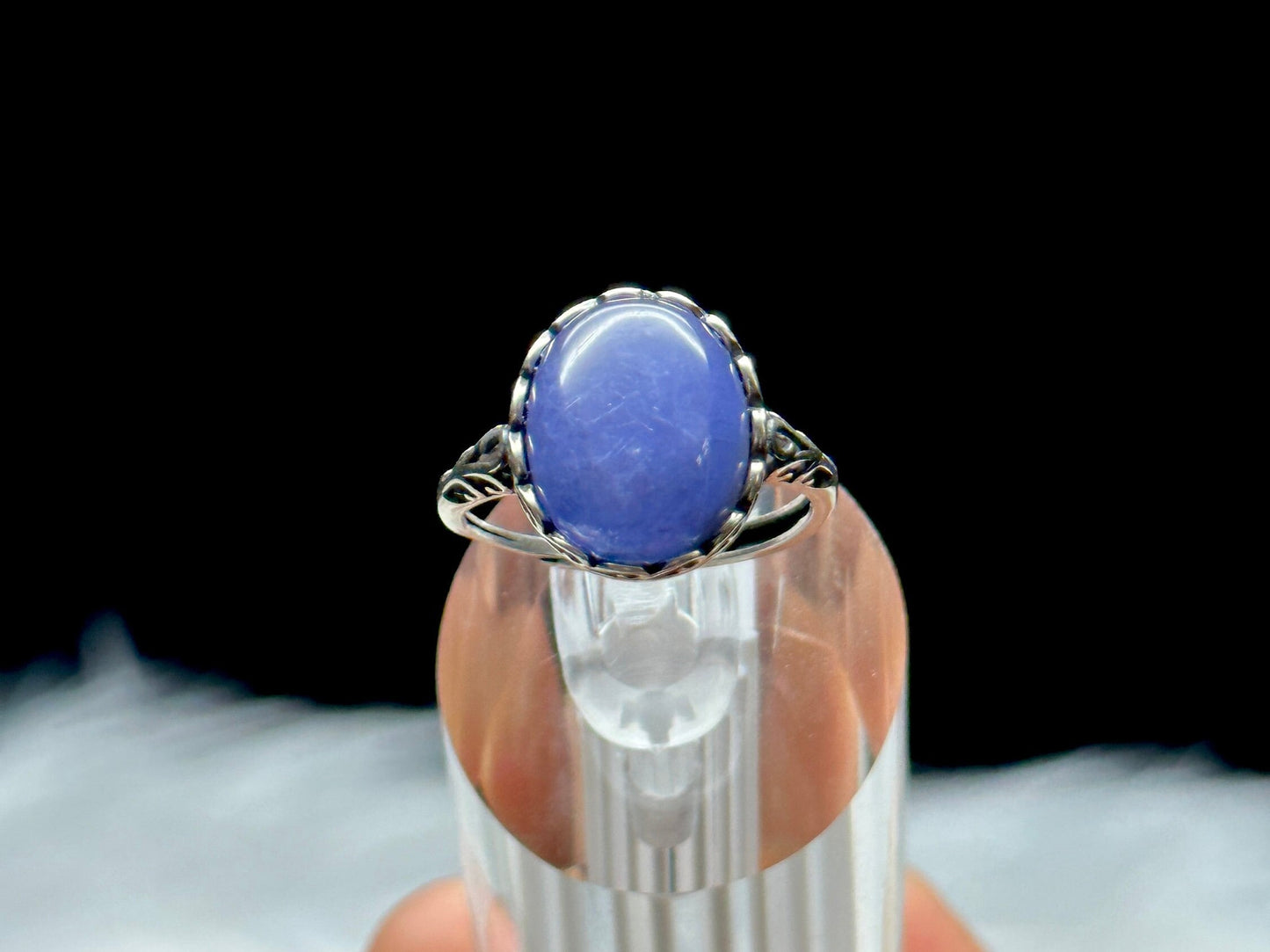 Cute Tanzanite Crystal Ring in Sterling Silver - Adjustable Size - Unique Healing Gemstone Jewelry