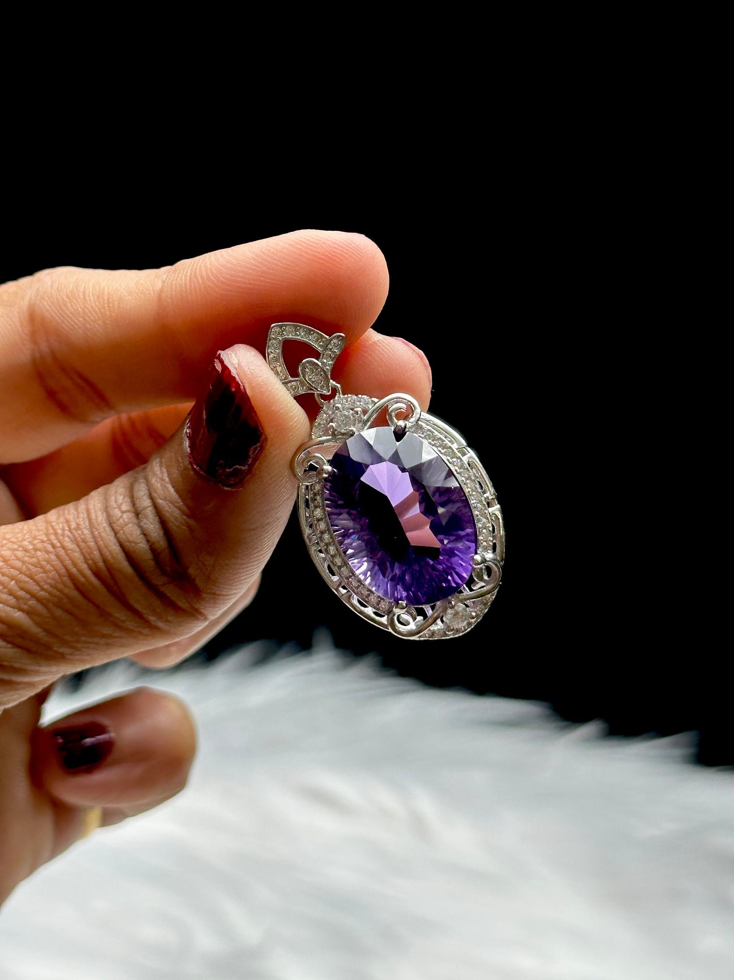 Grade AAA Amethyst Crystal Pendant in Sterling Silver - Healing Crystal Jewelry