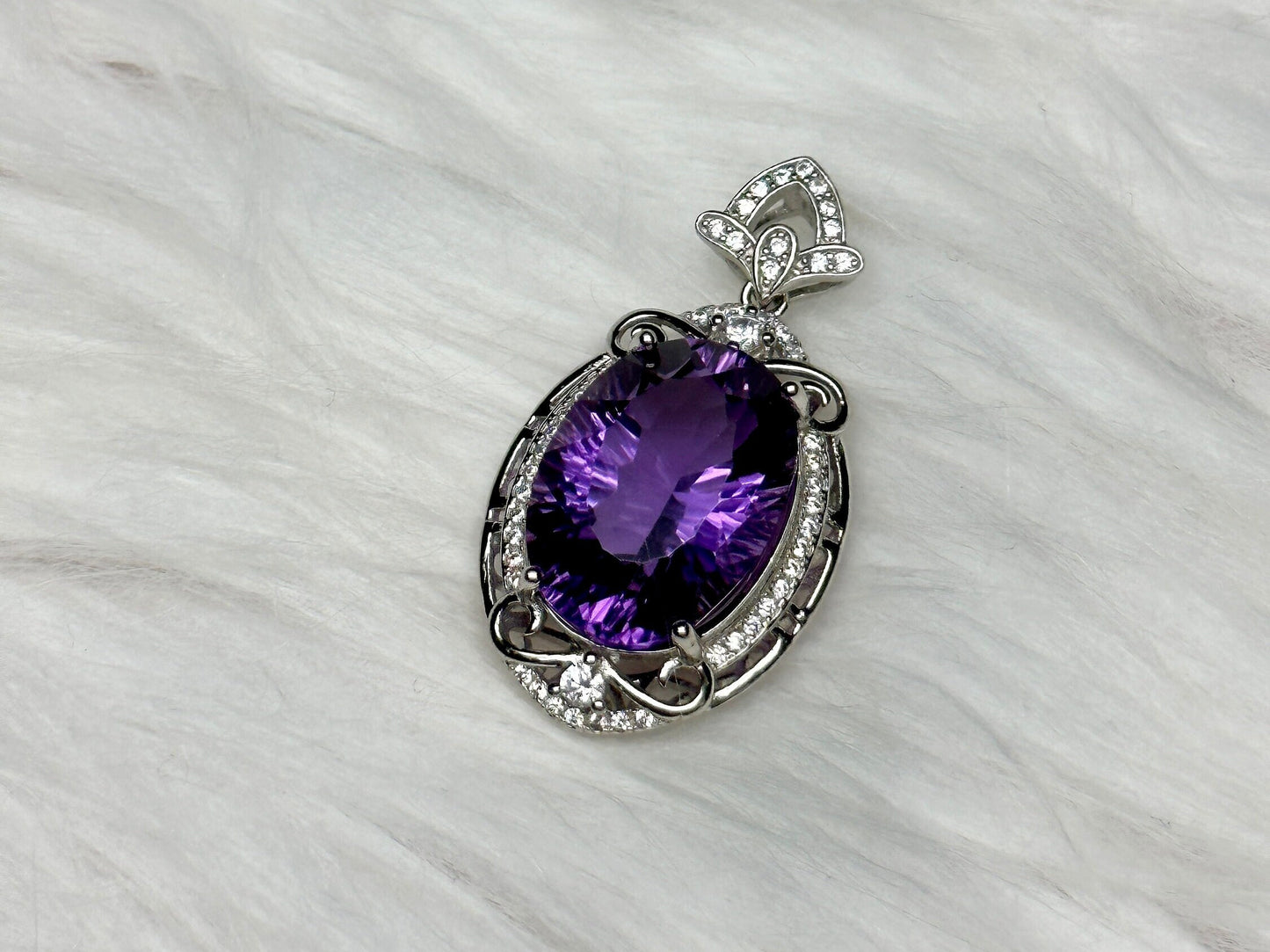 Grade AAA Amethyst Crystal Pendant in Sterling Silver - Healing Crystal Jewelry