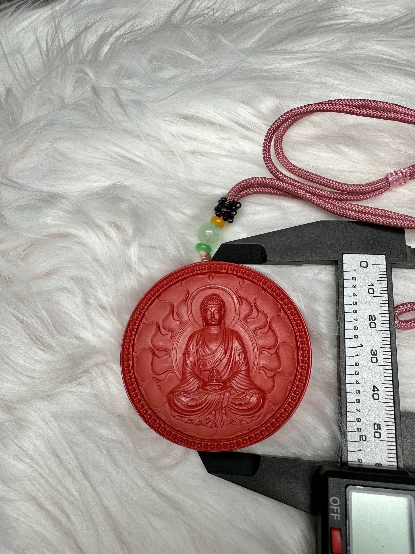 Beautiful High Quality Cinnabar Crystal Carved Buddha Pendant