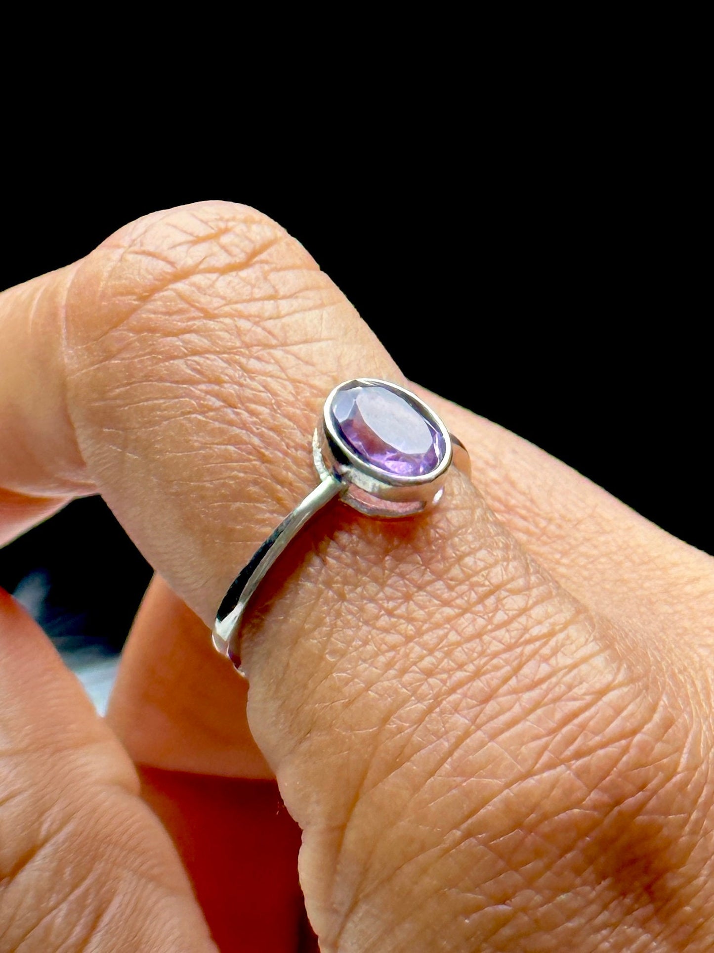 High-Quality Amethyst Gemstone Sterling Silver Ring - Adjustable Size - Natural Amethyst Crystal - Handcrafted Oval Shape