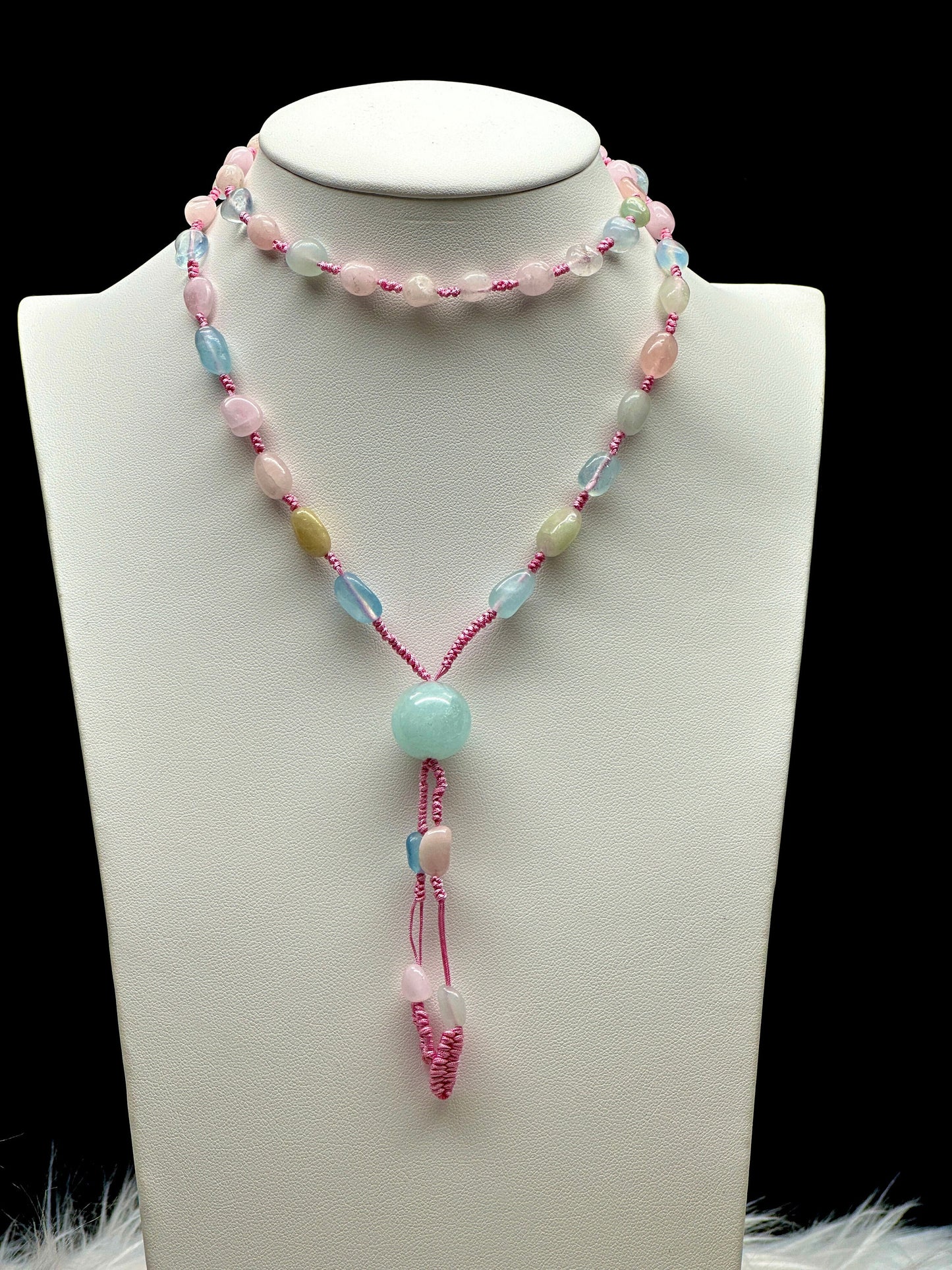 Handcrafted High-Quality Morganite Bead Necklace - Natural Gemstone Jewelry - Healing Crystal Energy - Unique Gift