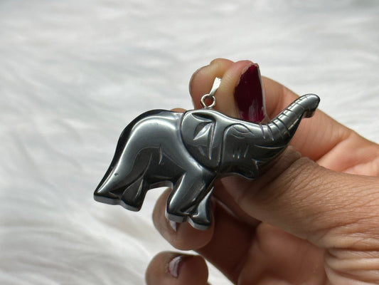 Handcrafted High-Quality Terahertz Elephant Pendant - Healing Crystal Energy - Unique Elephant Shaped Necklace - Terahertz Crystal Jewelry