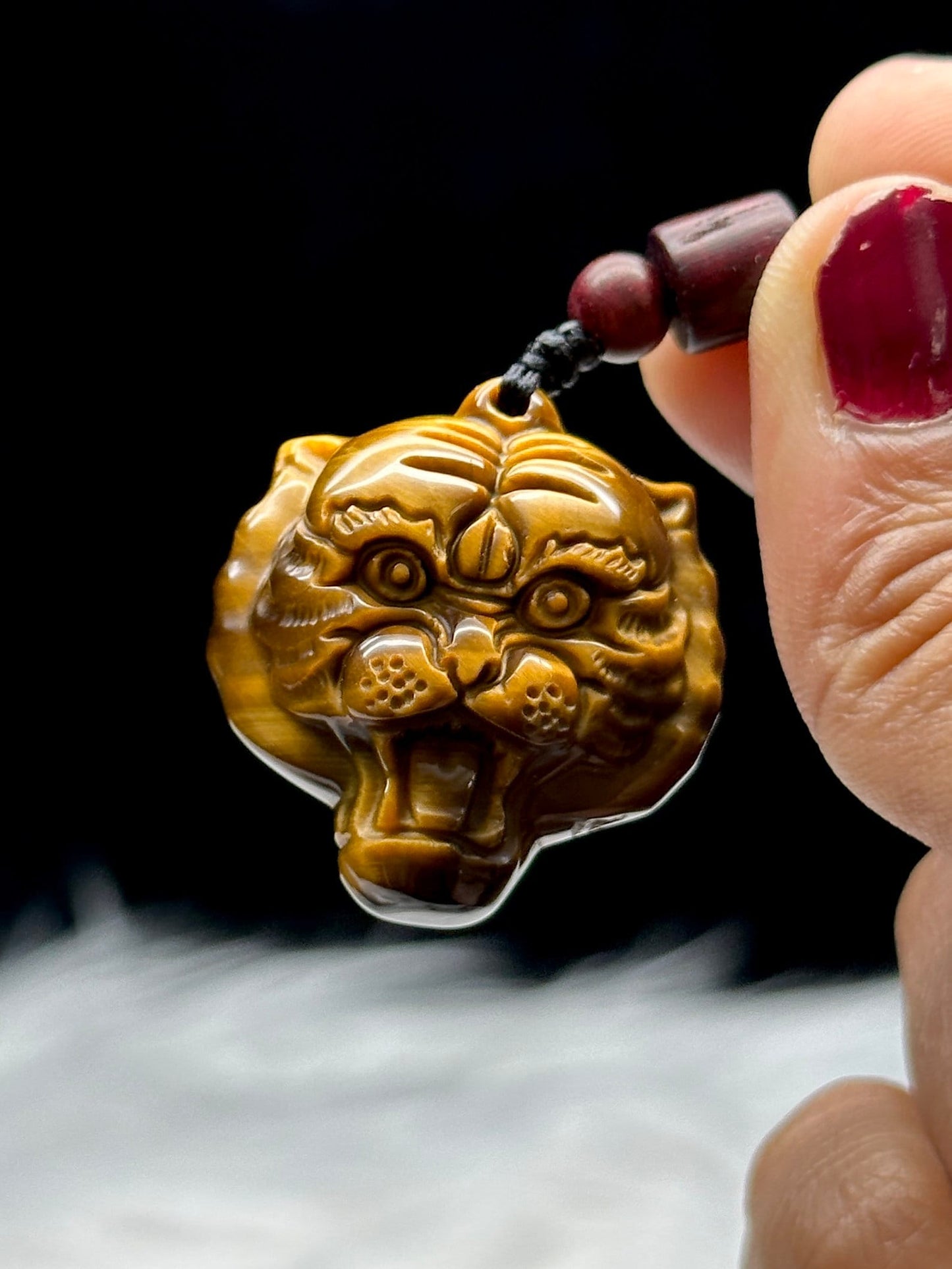 High-Quality Tiger Eye Tiger Face Carved Pendant Necklace - Genuine Crystal Healing Jewelry