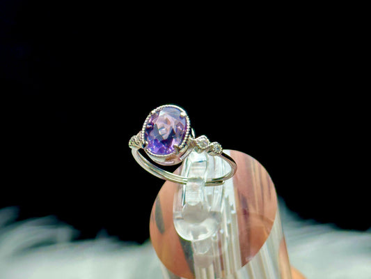 Rare Purple-Blue Fluorite Crystal Ring in Sterling Silver - Adjustable Solitaire Ring | Metaphysical Healing, Chakra Balance