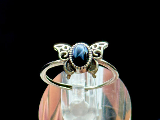 Super Rare Blue Pietersite Butterfly Ring in Sterling Silver - Adjustable Size | Metaphysical Crystal Jewelry, Chakra Healing