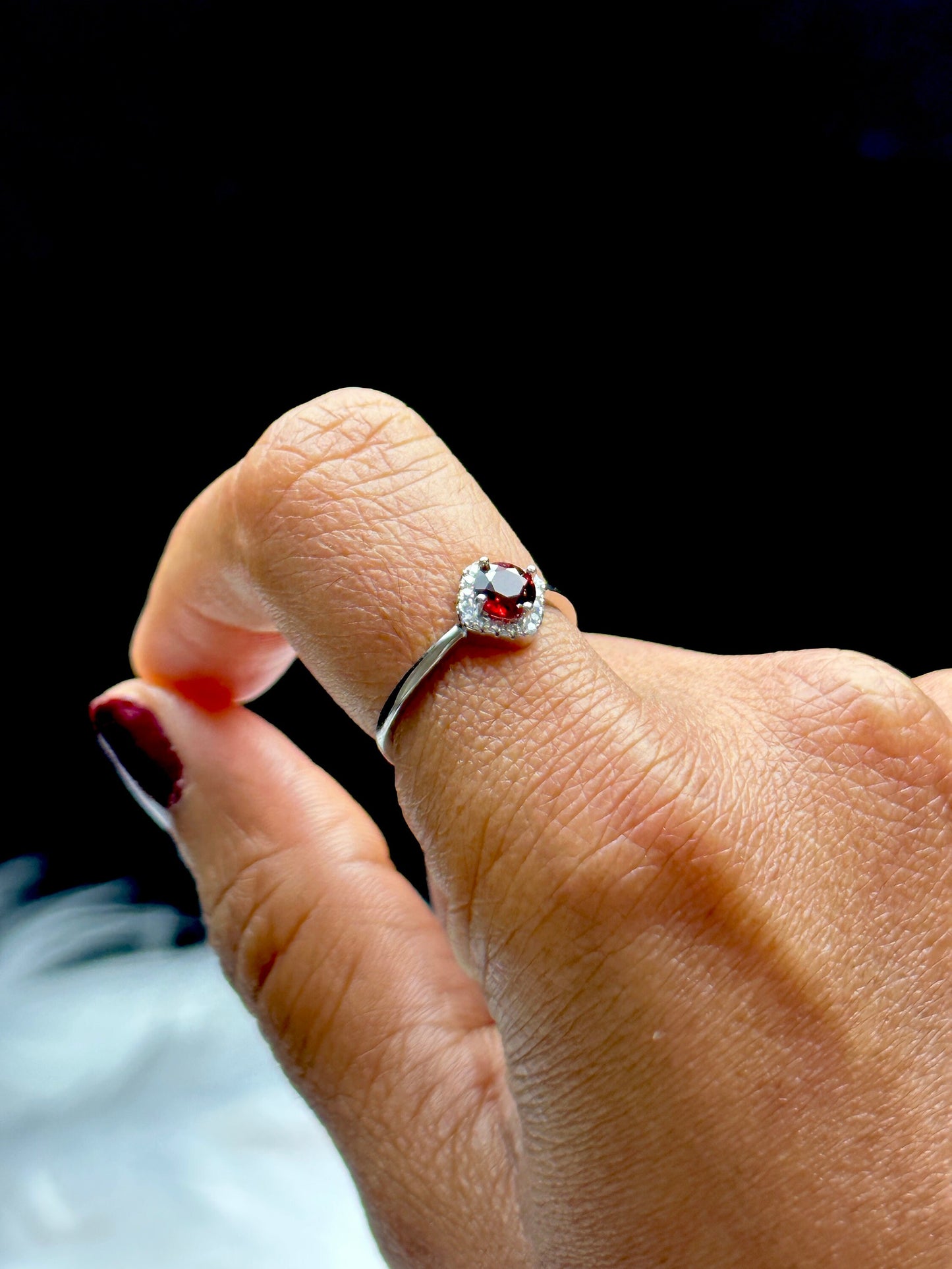 Natural Garnet Crystal Ring in Sterling Silver - Adjustable Size | Metaphysical Properties, Chakra Healing, Unique Handmade Jewelry